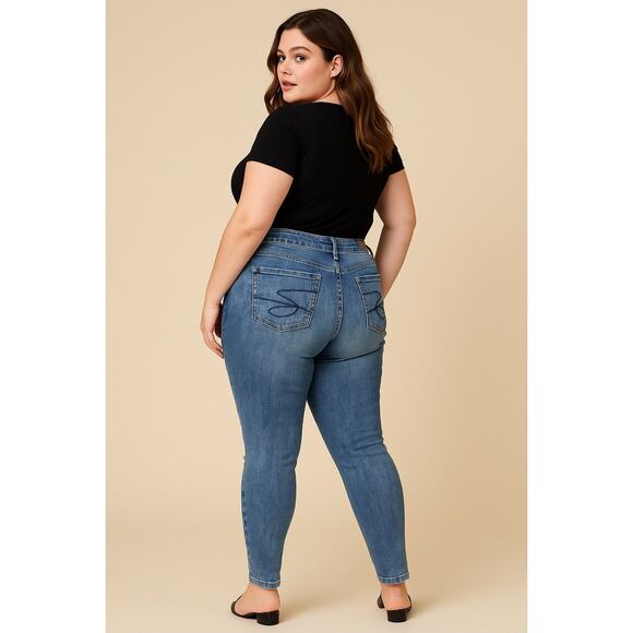 Seven7 Jeans Women’s 18W Metro Ultra High Rise Skinny Distressed Denim Blue - Picture 1 of 9